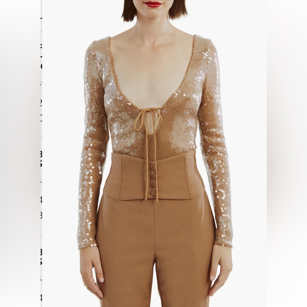 NWT Bardot CHAMPAGNE Sequin Bodysuit